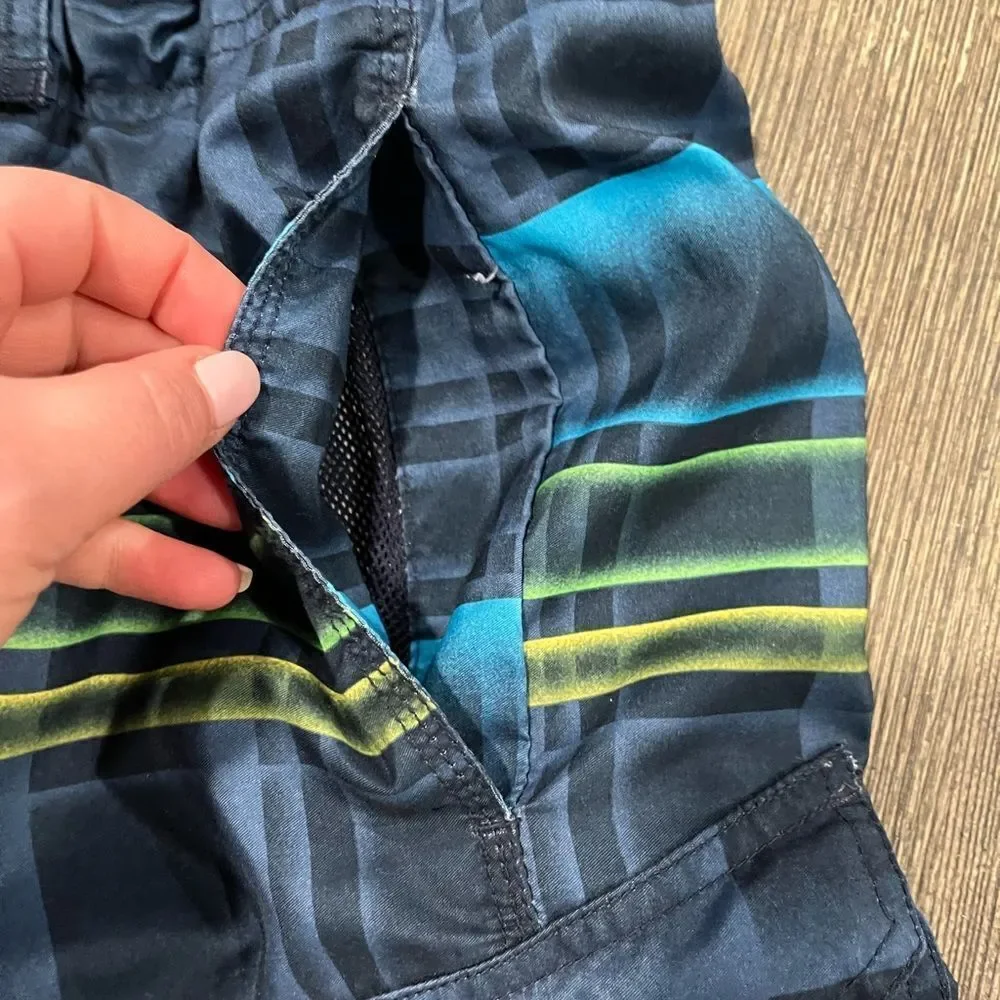 Speedo Board Shorts Plaid Hawaiian Swim Trunks Mesh Liner Multicolor Size Small